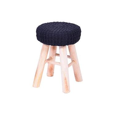 Imagem de KIT 02 PUFF KITTY EM CROCHE PRETA BASE MADEIRA