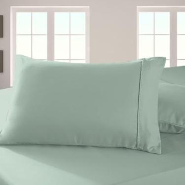 Imagem de Pizuna Fronha Algodão Espuma De Mar, 400 fios de algodão 100% sateen de fibra longa fronhas 50x70 cm com aba elegante de 20 cm - 2 pecas