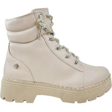 Imagem de Bota Coturno Infantil Menina Casual Dia a Dia Tratorada Cadarço com Strass Pink Cats V3982