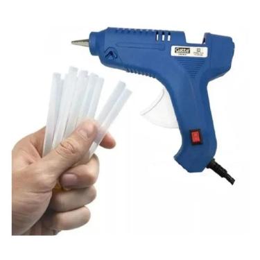 Imagem de Kit ferramenta de aplicação de cola quente bivolt 40w + 10 bastões de cola