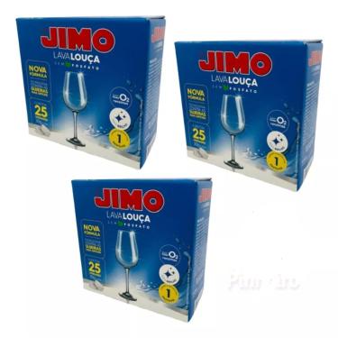 Imagem de Lava Louça Sem Fosfato Jimo Contra as Sujeiras mais Difíceis Caixa com 25 Pastilhas Kit 3 Caixas