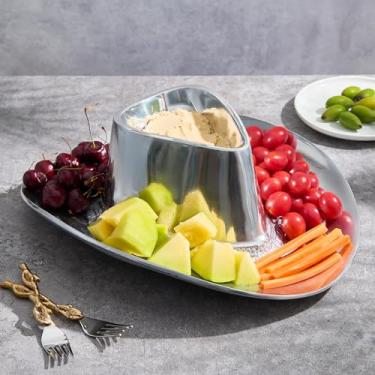 Imagem de Tigela de servir com batatas fritas e molho de chapéu de cowboy, lanche de latão prateado, tigela de doces e saladas ocidentais - Chip n Dip All American Hat Prato de servir de mesa para nozes,
