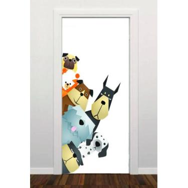 Imagem de Adesivo Decorativo Para Porta Cachorrinhos - Ra Personalize