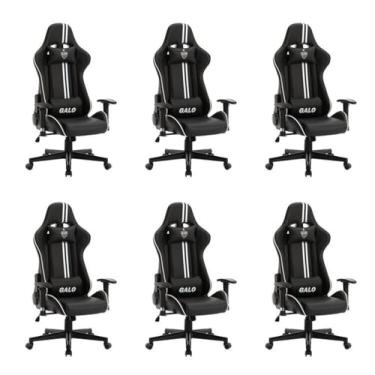 Imagem de Kit 6 Cadeiras Gamer Atlético Mineiro Cam 3318 Espresso Móveis Preto