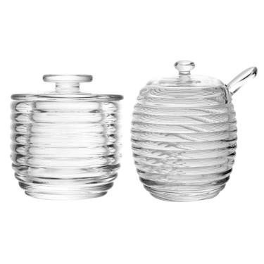 Imagem de Conjunto de Manteigueira Francesa e Açucareiro de Cristal Colmeia - Lyor