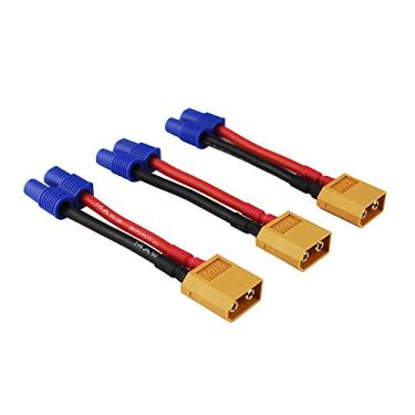Imagem de OliYin 3 peças XT60 XT-60 macho para EC3 fêmea conector adaptador fio para bateria RC Lipo 14awg cabo 5.0 cm (pacote com 3)