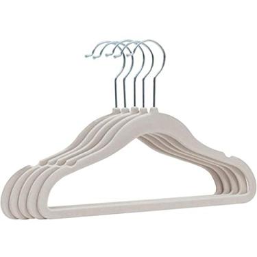 Imagem de BUBA Cabide Veludo Bege, Bege, kit com 5 unidades