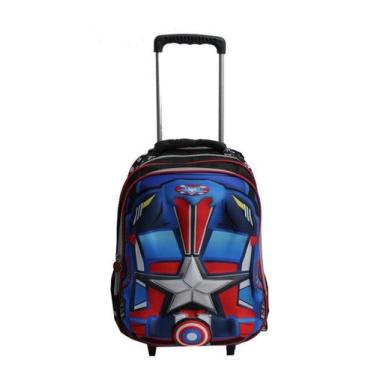 Imagem de Mochila Infantil Masculina Carros America 3D Rodinhas Aulas - Vozz