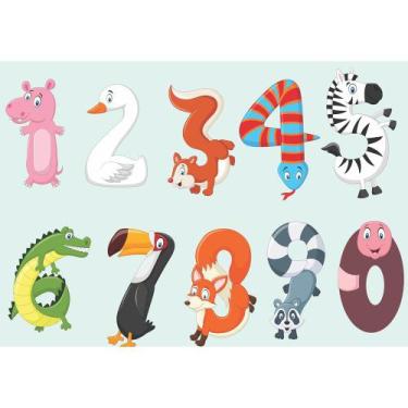 Imagem de Painel de Lona Escolar  Animais Números -100x070cm - Fabrika de Festa