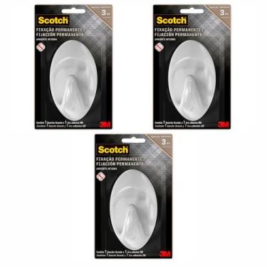 Imagem de Kit 3 Gancho Adesivo Grande 3M Scotch Fixação Permanente Suporta até 3