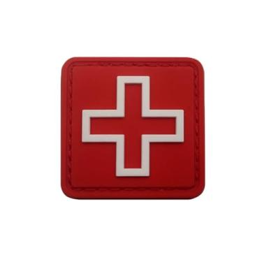 Imagem de Ruoming Ruoming 1 peça exterior 3D PVC borracha macia cruz de emergência médica, emblema de gancho de resgate, emblema de moral, acessório DIY (vermelho 2)