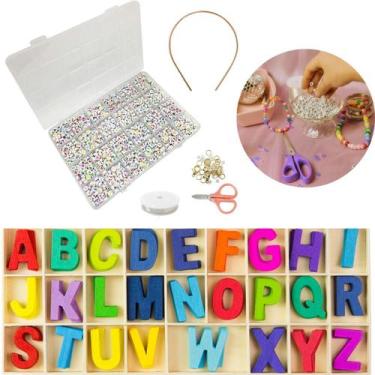 Imagem de Letras para Pulseiras Montar Colar Kit Micangas Alfabeto Completo Toda
