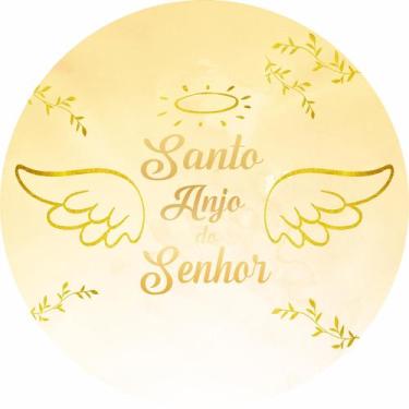 Imagem de Painel de Lona Redondo Santo Anjo Dourado Glitter - Fabrika de Festa