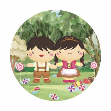 Imagem de Painel de Lona Redondo João e Maria Floresta Crianças Doces - Fabrika 