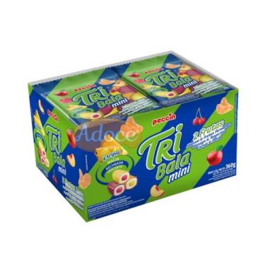 Imagem de Bala recheada mastigável tri bala mini 12unx30g peccin, 2 FRUTAS