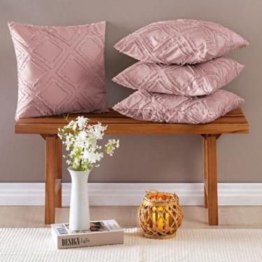 Imagem de Kit Capas De Almofadas 45cm x 45cm Aveline 04 Peças Rosê - BIA ENXOVAI