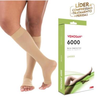 Imagem de Meia 3/4 Venosan 6000 Compressão 20-30mmHg Panturrilha Pé Aberto Bege,