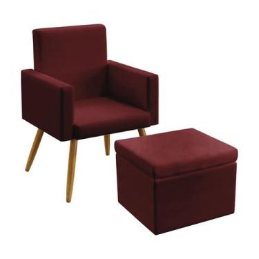 Imagem de Poltrona Vega Sem Rodapé Com Puff Quasar Sued Bordô Aradecor