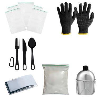 Imagem de Kit Ziplock + Cal Virgem + Talher + manta + cantil + Luva - Dispropil