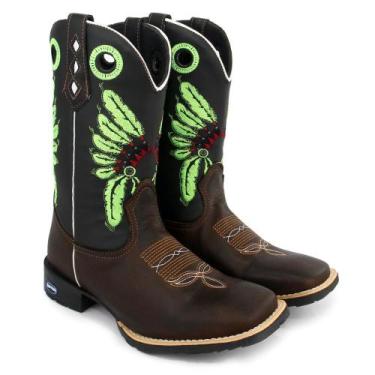 Imagem de Bota Texana Country Masculina em Couro Cano Longo Bico Quadrado - Carr