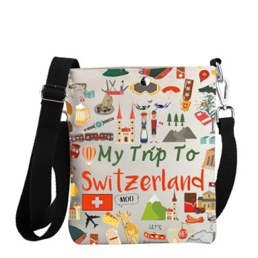 Imagem de JYTAPP Suíça Presente de Viagem Suíça Viagem Bolsa tiracolo My Trip To Switzerland Casual Crossbody Bag Lembrança Presentes, Bege, Small