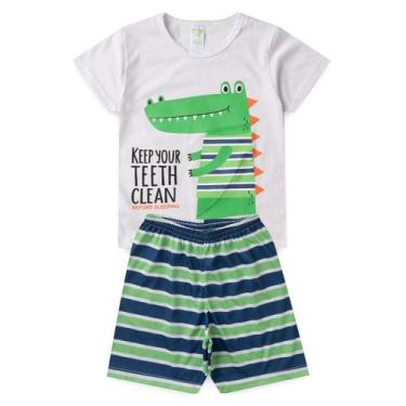 Imagem de Pijama Infantil Masculino Verão Dinossauro - Hey Kids Branco - HeyKids