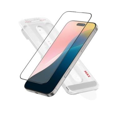 Imagem de FLOLAB Protetor de tela fosco NanoArmour ONETIME MAX para iPhone 16, antirreflexo, anti-arco-íris, vidro temperado, borda infinita, borda reforçada, fácil instalação, sem poeira, suave como manteiga