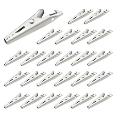 Imagem de 25 peças de clipes jacaré banhados a níquel, clipe de jacaré, grampos elétricos de crocodilo, prata niquelado, fio de teste, grampo de mola, clipes de jacaré prateado para trabalho de testes elétricos