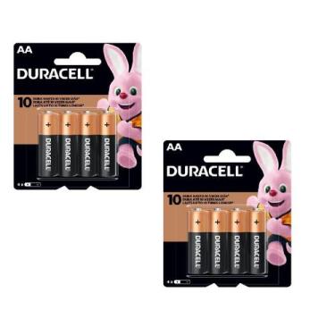 Imagem de Pilha Alcalina AA Duracell 4 Unidades Kit com 2 - Total 8 Pilhas - MN1