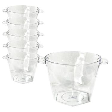 Imagem de Balde Gelo Acrílico Cerveja Champanhe Bebida 4250ml Kit 6pçs - Lsc Toy