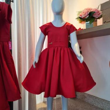 Imagem de Vestido Infantil Vermelho - Ideal para Férias, Igreja, Eventos, Festas