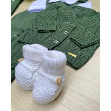Imagem de Saída de maternidade de menino 6 botões em tricot 5 peças - Dinhos bab