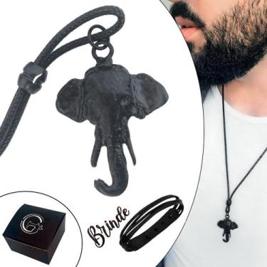 Imagem de Colar de Couro Ajustável Tradicional Elefante All Black - GRANADO ACES