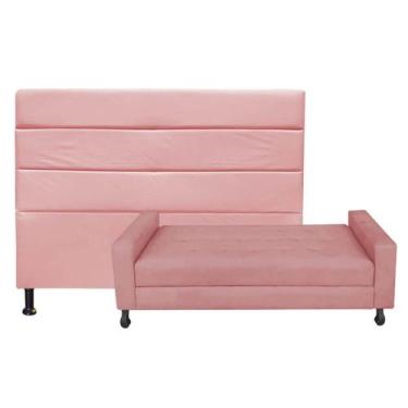 Imagem de Kit Félix com Cabeceira Turim 1,60 cm Queen Size Baú Quarto Sala mater