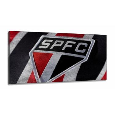 Imagem de Quadro Decorativo Time São Paulo Escudo Futebol em Tecido Canvas 130x6
