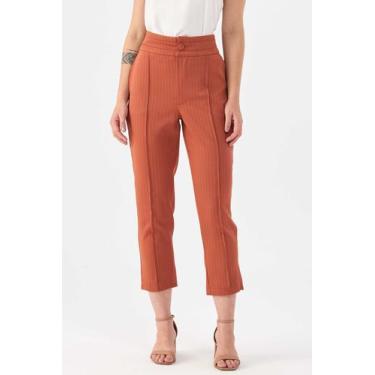 Imagem de Calça PKS Alfaiataria Risca Giz Terracota, GG