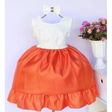 Imagem de Vestido Infantil Daminha Luxo Diversas Cores E Tiara - Pingo de Gente 