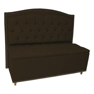 Imagem de Kit Cabeceira e Calçadeira Com Baú 195 cm King Casal Diana Suede Marro