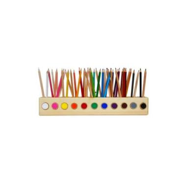 Imagem de Porta Lápis De Madeira Montessori Porta-lápis Para Colorir - Curumim K