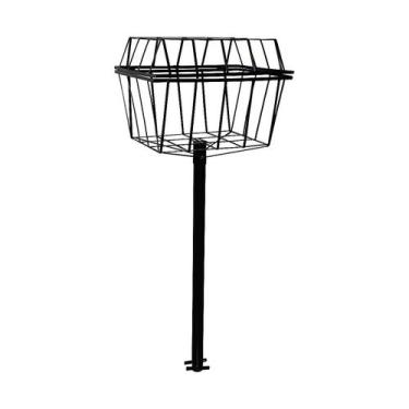 Imagem de Lixeira de Rua Calçada Cesto Fundo e Tampa Preta 140x60x45cm - Ouro Mi