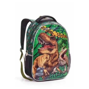 Imagem de Mochila de costa infantil dinossauro verde menino mochila escolar sean