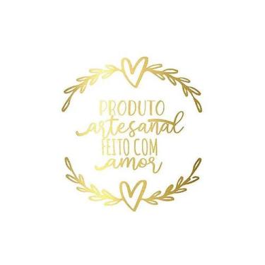 Imagem de Adesivo "Produto Feito com Amor" - Ref.2031 - Hot Stamping - Dourado -