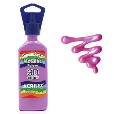 Imagem de Tinta Dimensional Metallic Relevo Acrilex 35ml, 844 - ROSA CINTILANTE