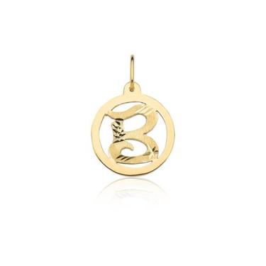 Imagem de Pingente Medalha Letra B Ouro 18k Puro - MAEHLER JOIAS, Dourado