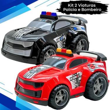 Imagem de Kit 2 Split Car Bombeiro Polícia Brinquedos Meninos Interativo Infanti