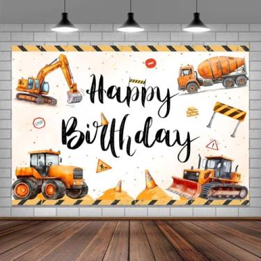Imagem de Cenário de construção, escavadeira, decoração de festa de aniversário, escavadeira, amarelo, escavadeira, escavadeira, fundo, fotografia, estúdio, decoração de aniversário para meninos e crianças