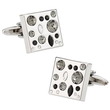 Imagem de Abotoaduras de cristal cinza brilhante Cuff-Daddy com caixa de apresentação