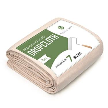 Imagem de Salt Earth Pacote único de panos de gota padrão de sarja de algodão reciclado reversível, reutilizável, cor natural, usos multiuso (1,2 x 3,8 m)