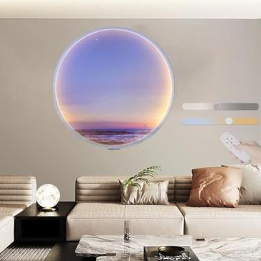 Imagem de Luminária de parede redonda com controle remoto, 3 cores, regulável, moderna, LED, iluminação noturna, para ambientes internos, montada na parede, luminária de teto, decoração de arte de par