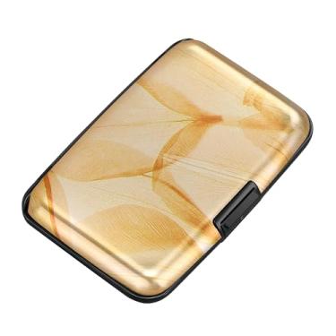 Imagem de ELFISH Mini carteira de alumínio RFID porta-cartões de crédito capa de metal para identidade masculina e feminina (folhas de outono), Folhas de outono